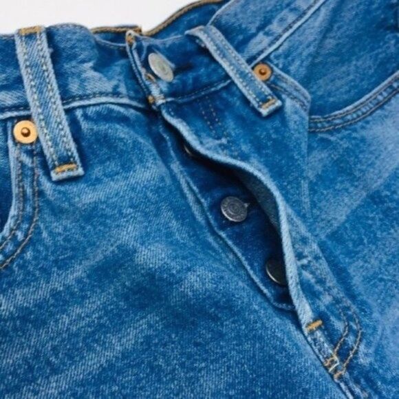 Levi’s 501 vintage high waisted blue denim shorts raw hem W26 BoxK 90s - Picture 4 of 8